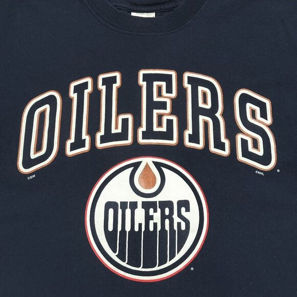 Vintage Y2K Edmonton Oilers NHL Arch Logo T Shirt - Picture 2 of 3